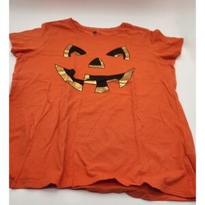 Girls Halloween T-Shirt XL(16-18) Orange Pumpkin Face Costume Tee  100% Cotton